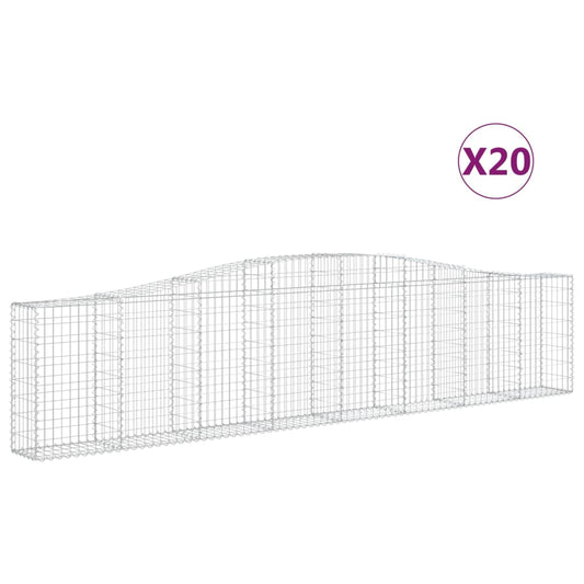 vidaXL Arched Gabion Baskets 20 pcs 400x30x80/100 cm Galvanised Iron