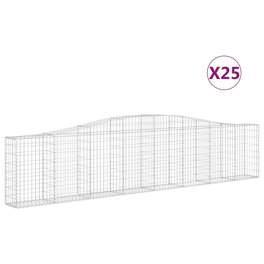 vidaXL Arched Gabion Baskets 25 pcs 400x30x80/100 cm Galvanised Iron