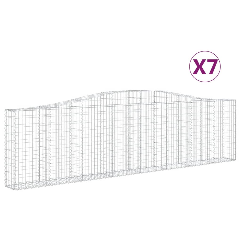 vidaXL Arched Gabion Baskets 7 pcs 400x30x100/120 cm Galvanised Iron