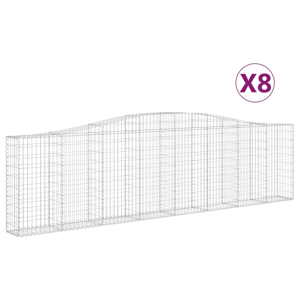 vidaXL Arched Gabion Baskets 8 pcs 400x30x100/120 cm Galvanised Iron