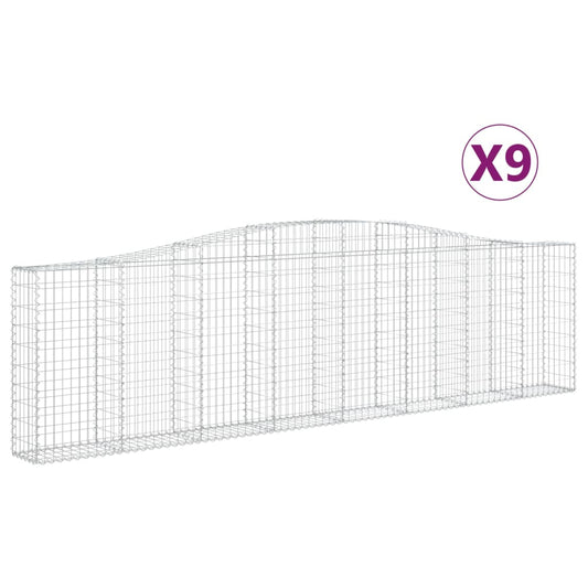 vidaXL Arched Gabion Baskets 9 pcs 400x30x100/120 cm Galvanised Iron