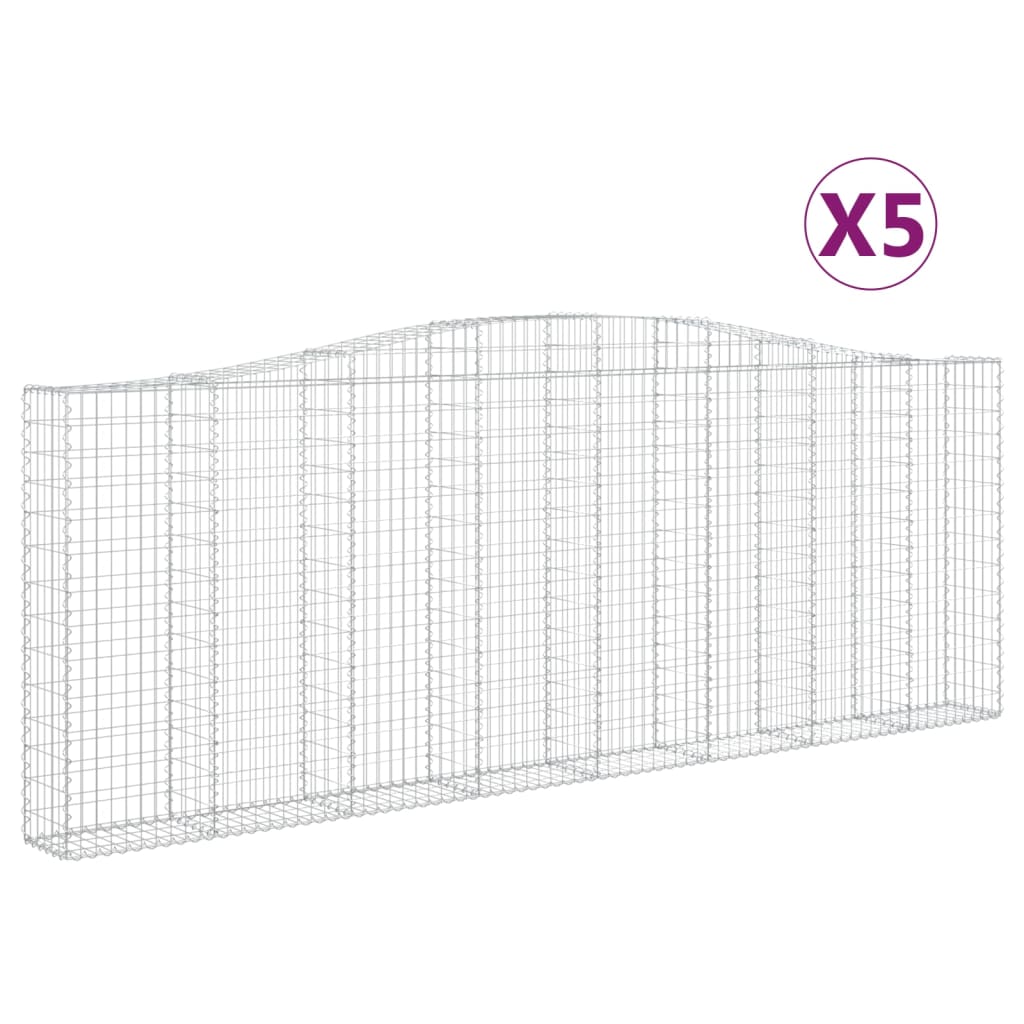 vidaXL Arched Gabion Baskets 5 pcs 400x30x140/160 cm Galvanised Iron