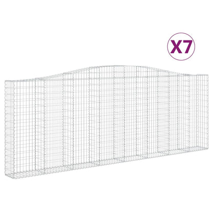 vidaXL Arched Gabion Baskets 7 pcs 400x30x140/160 cm Galvanised Iron