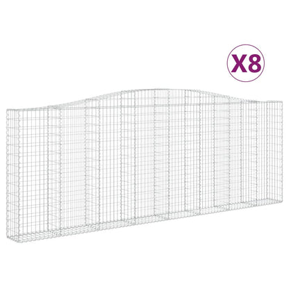 vidaXL Arched Gabion Baskets 8 pcs 400x30x140/160 cm Galvanised Iron