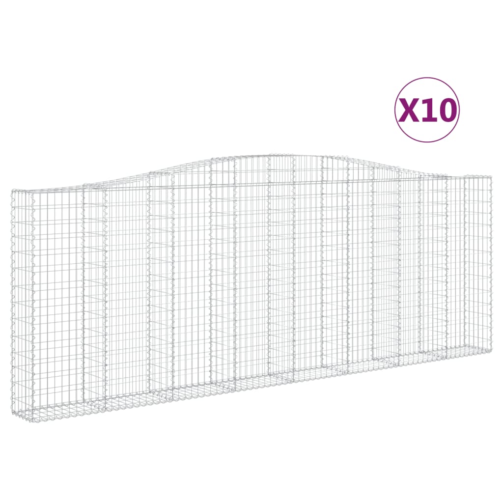 vidaXL Arched Gabion Baskets 10 pcs 400x30x140/160 cm Galvanised Iron
