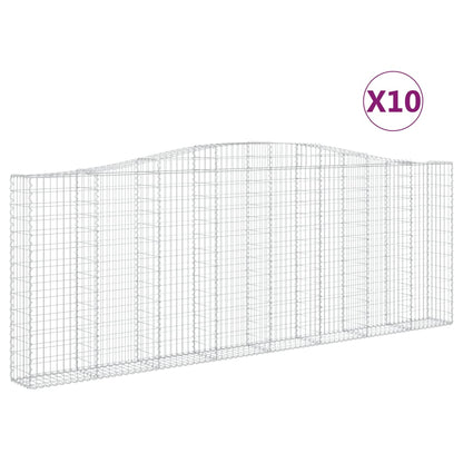 vidaXL Arched Gabion Baskets 10 pcs 400x30x140/160 cm Galvanised Iron