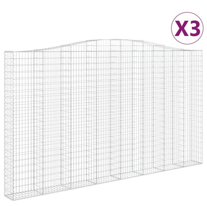 vidaXL Arched Gabion Baskets 3 pcs 400x30x220/240 cm Galvanised Iron