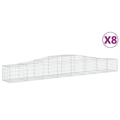 vidaXL Arched Gabion Baskets 8 pcs 400x50x40/60 cm Galvanised Iron