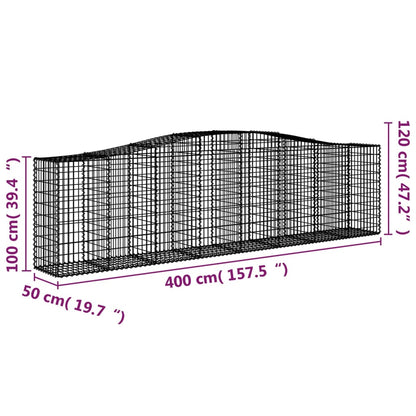 vidaXL Arched Gabion Baskets 10 pcs 400x50x100/120 cm Galvanised Iron
