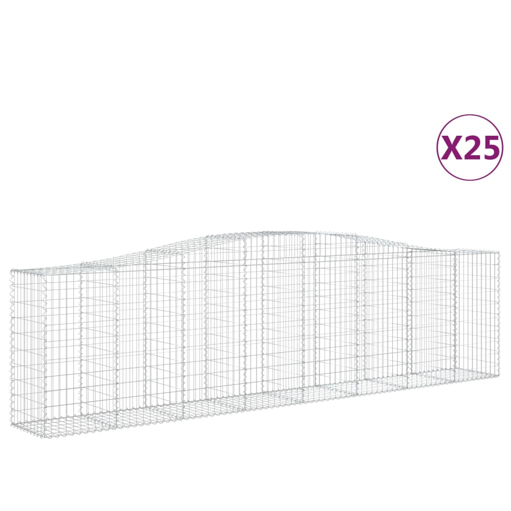 vidaXL Arched Gabion Baskets 25 pcs 400x50x100/120 cm Galvanised Iron