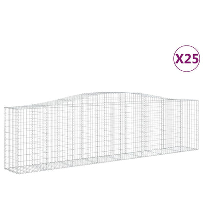 vidaXL Arched Gabion Baskets 25 pcs 400x50x100/120 cm Galvanised Iron