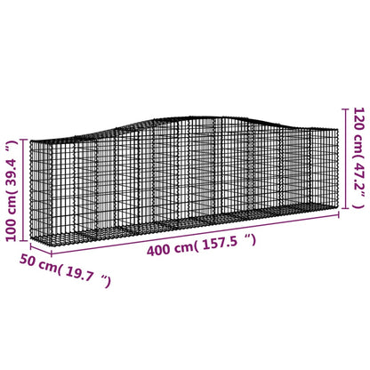 vidaXL Arched Gabion Baskets 25 pcs 400x50x100/120 cm Galvanised Iron