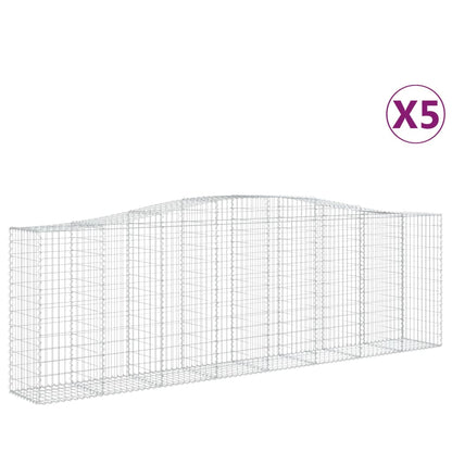 vidaXL Arched Gabion Baskets 5 pcs 400x50x120/140 cm Galvanised Iron