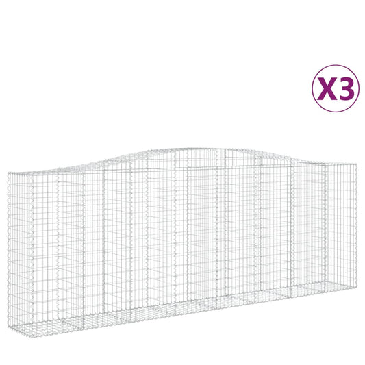 vidaXL Arched Gabion Baskets 3 pcs 400x50x140/160 cm Galvanised Iron