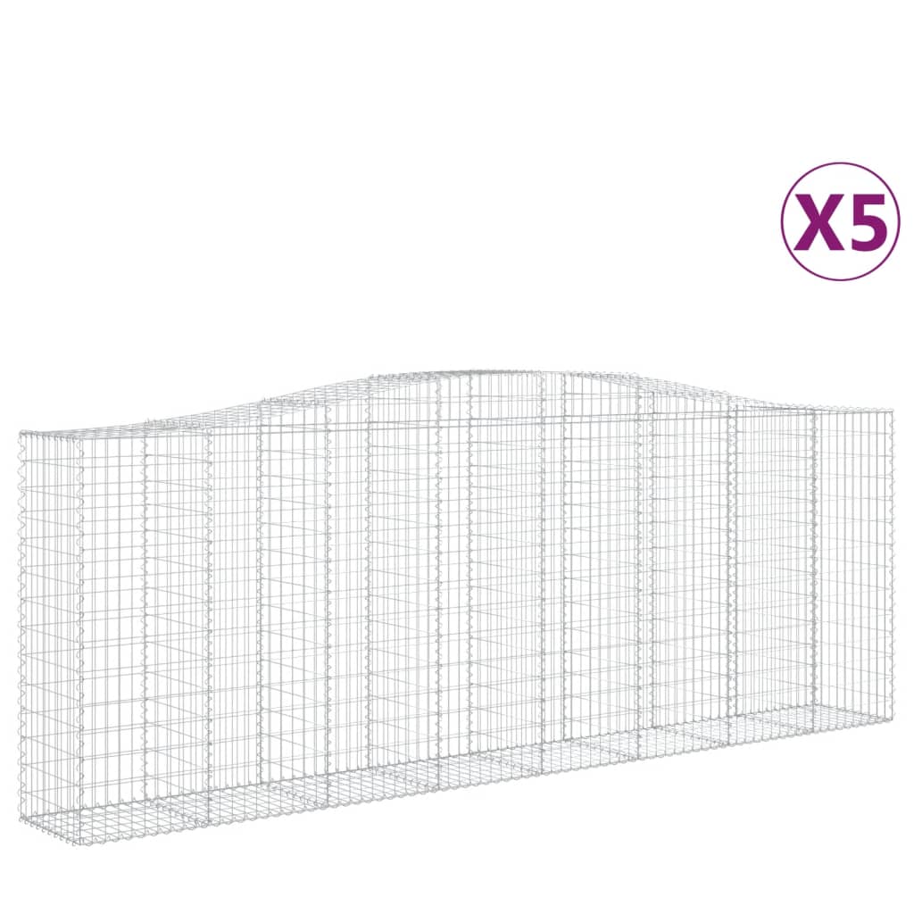 vidaXL Arched Gabion Baskets 5 pcs 400x50x140/160 cm Galvanised Iron