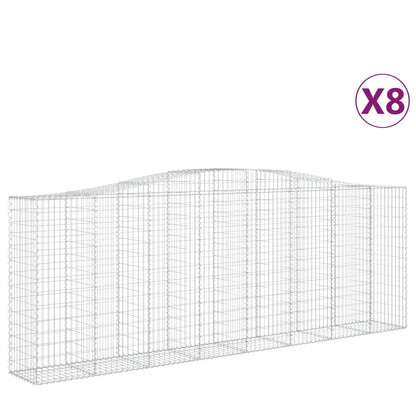 vidaXL Arched Gabion Baskets 8 pcs 400x50x140/160 cm Galvanised Iron