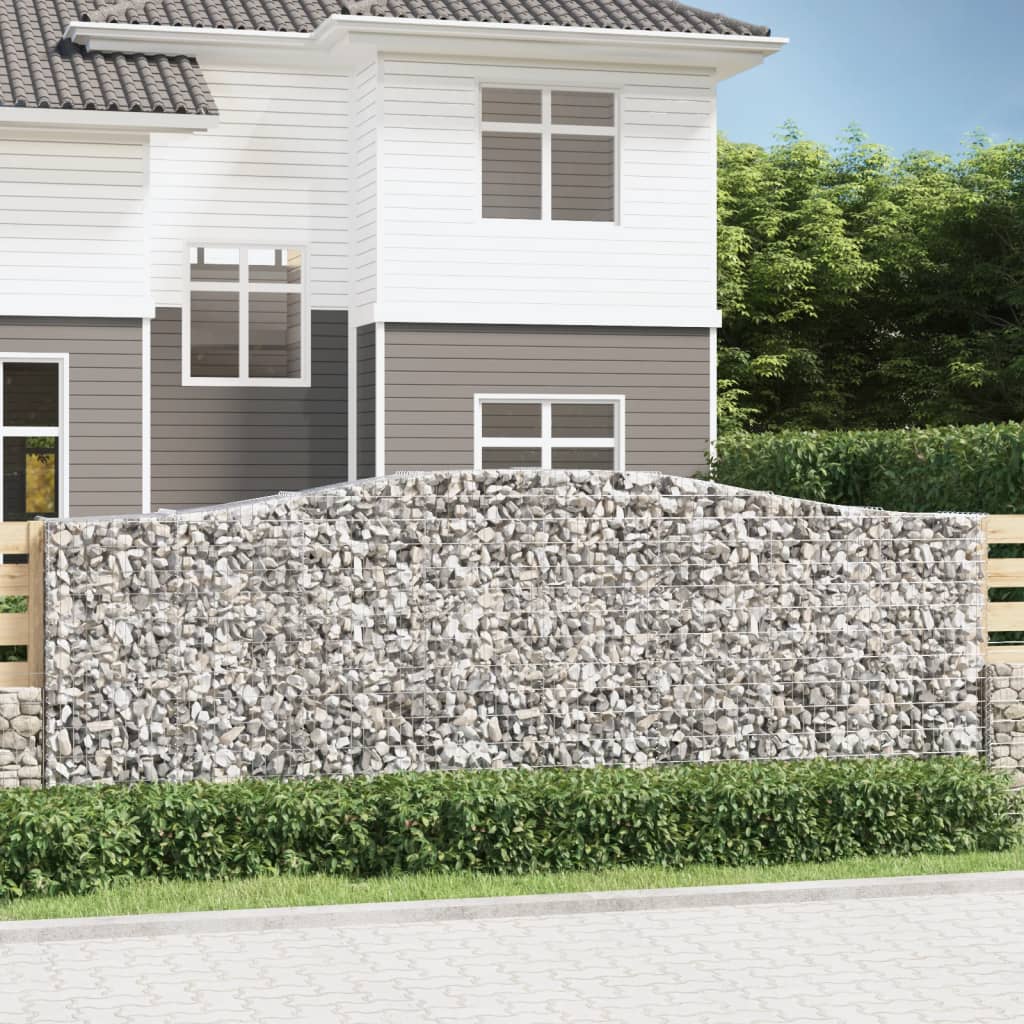 vidaXL Arched Gabion Baskets 8 pcs 400x50x140/160 cm Galvanised Iron