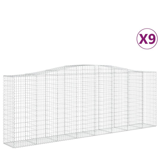 vidaXL Arched Gabion Baskets 9 pcs 400x50x140/160 cm Galvanised Iron