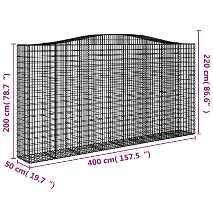 vidaXL Arched Gabion Baskets 10 pcs 400x50x200/220 cm Galvanised Iron