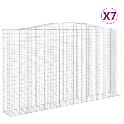 vidaXL Arched Gabion Baskets 7 pcs 400x50x220/240 cm Galvanised Iron