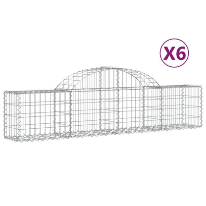 vidaXL Arched Gabion Baskets 6 pcs 200x30x40/60 cm Galvanised Iron