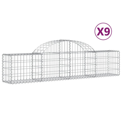 vidaXL Arched Gabion Baskets 9 pcs 200x30x40/60 cm Galvanised Iron