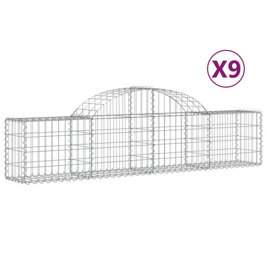 vidaXL Arched Gabion Baskets 9 pcs 200x30x40/60 cm Galvanised Iron