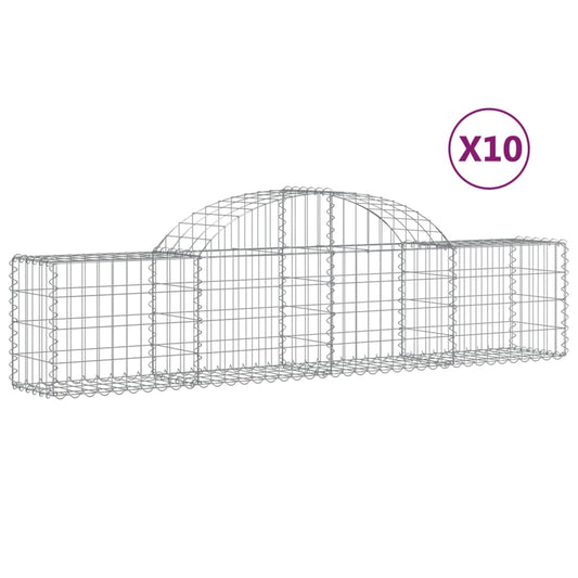 vidaXL Arched Gabion Baskets 10 pcs 200x30x40/60 cm Galvanised Iron