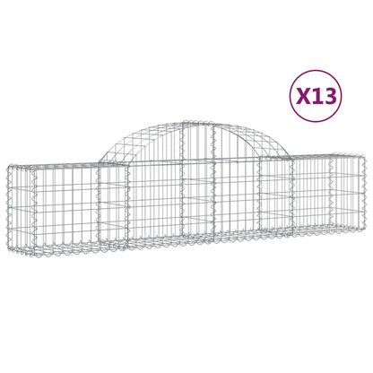 vidaXL Arched Gabion Baskets 13 pcs 200x30x40/60 cm Galvanised Iron