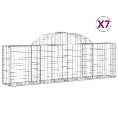 vidaXL Arched Gabion Baskets 7 pcs 200x30x60/80 cm Galvanised Iron