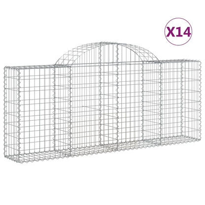 vidaXL Arched Gabion Baskets 14 pcs 200x30x80/100 cm Galvanised Iron