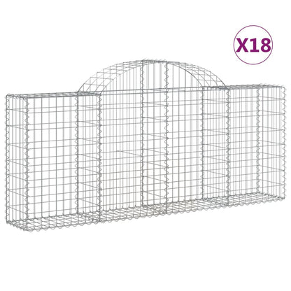 vidaXL Arched Gabion Baskets 18 pcs 200x30x80/100 cm Galvanised Iron