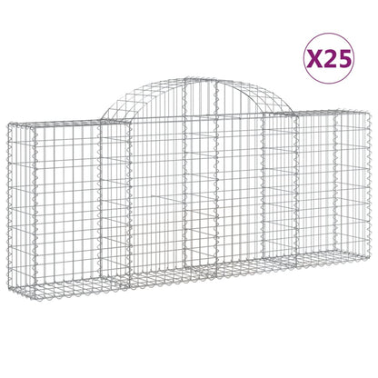 vidaXL Arched Gabion Baskets 25 pcs 200x30x80/100 cm Galvanised Iron