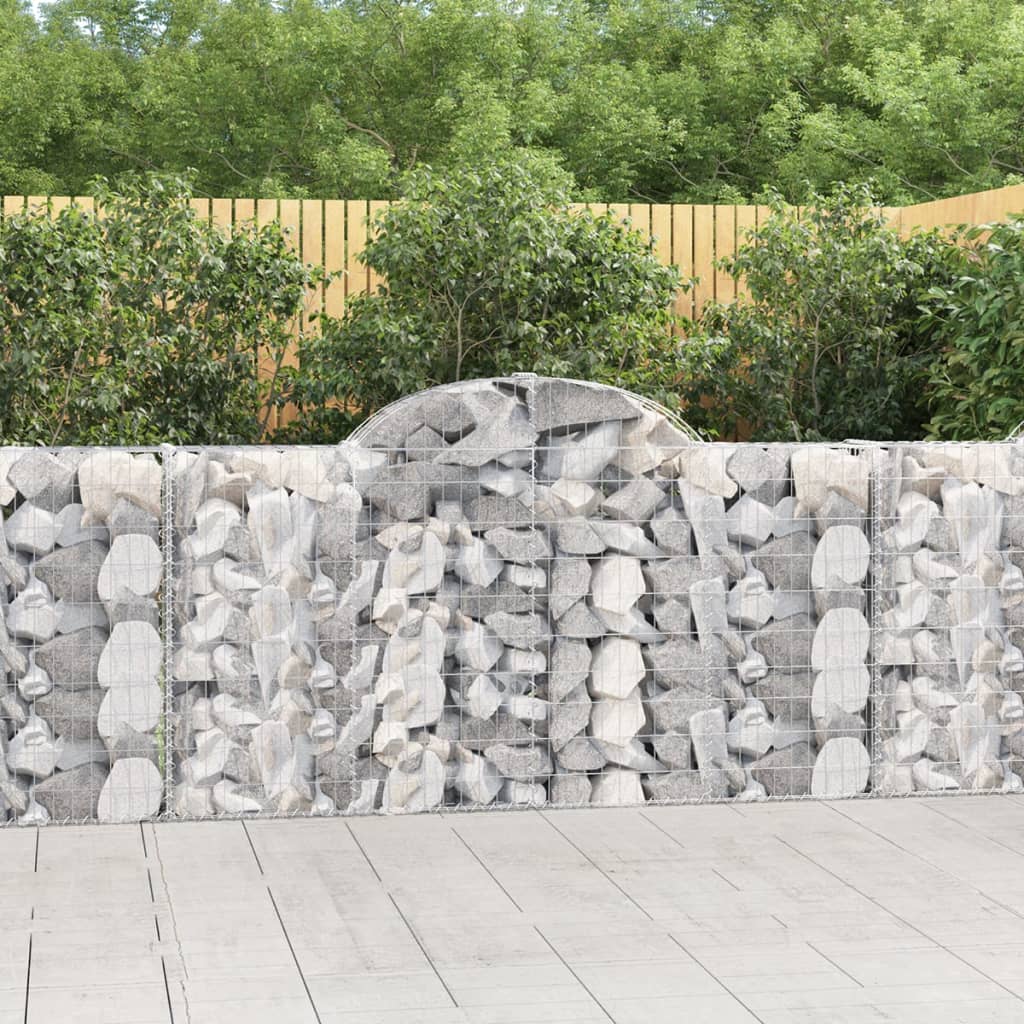 vidaXL Arched Gabion Baskets 12 pcs 200x30x100/120 cm Galvanised Iron