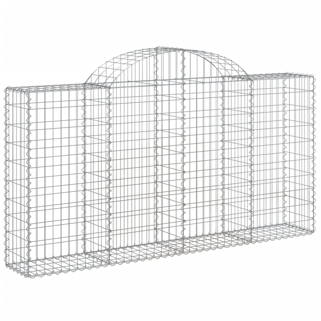 vidaXL Arched Gabion Baskets 14 pcs 200x30x100/120 cm Galvanised Iron