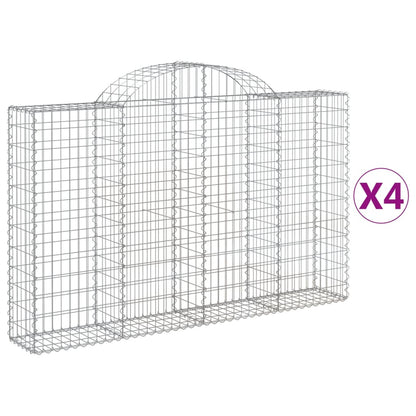 vidaXL Arched Gabion Baskets 4 pcs 200x30x120/140 cm Galvanised Iron