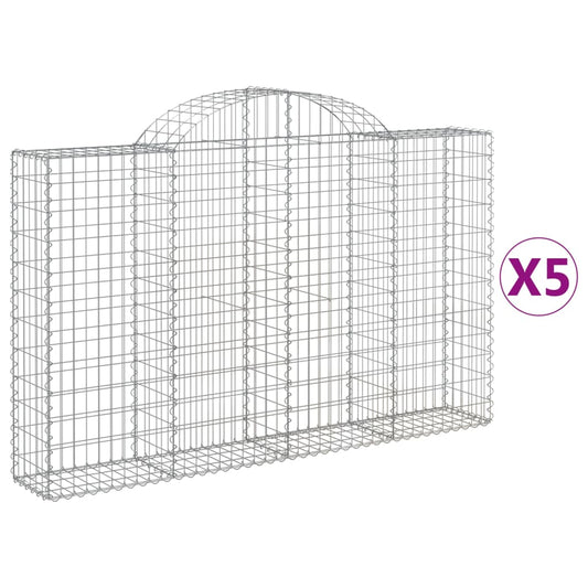 vidaXL Arched Gabion Baskets 5 pcs 200x30x120/140 cm Galvanised Iron