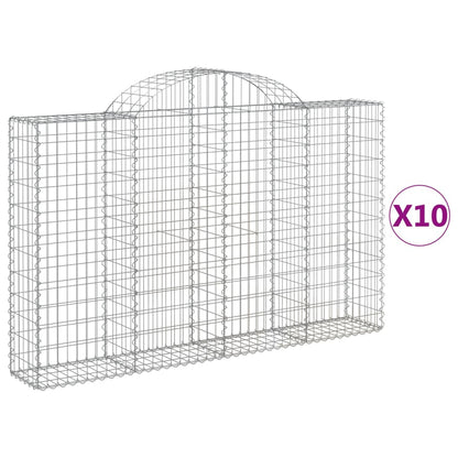 vidaXL Arched Gabion Baskets 10 pcs 200x30x120/140 cm Galvanised Iron
