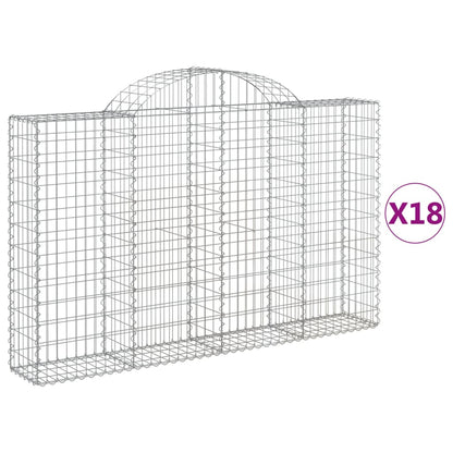 vidaXL Arched Gabion Baskets 18 pcs 200x30x120/140 cm Galvanised Iron