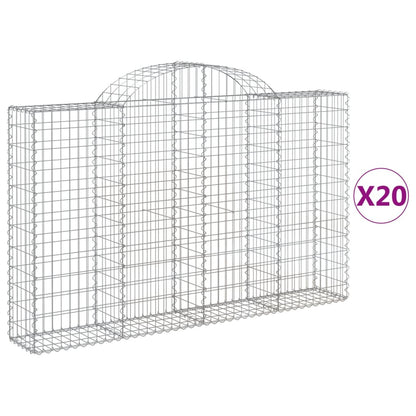 vidaXL Arched Gabion Baskets 20 pcs 200x30x120/140 cm Galvanised Iron