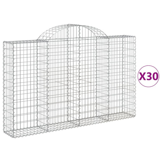 vidaXL Arched Gabion Baskets 30 pcs 200x30x120/140 cm Galvanised Iron
