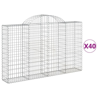 vidaXL Arched Gabion Baskets 40 pcs 200x30x120/140 cm Galvanised Iron