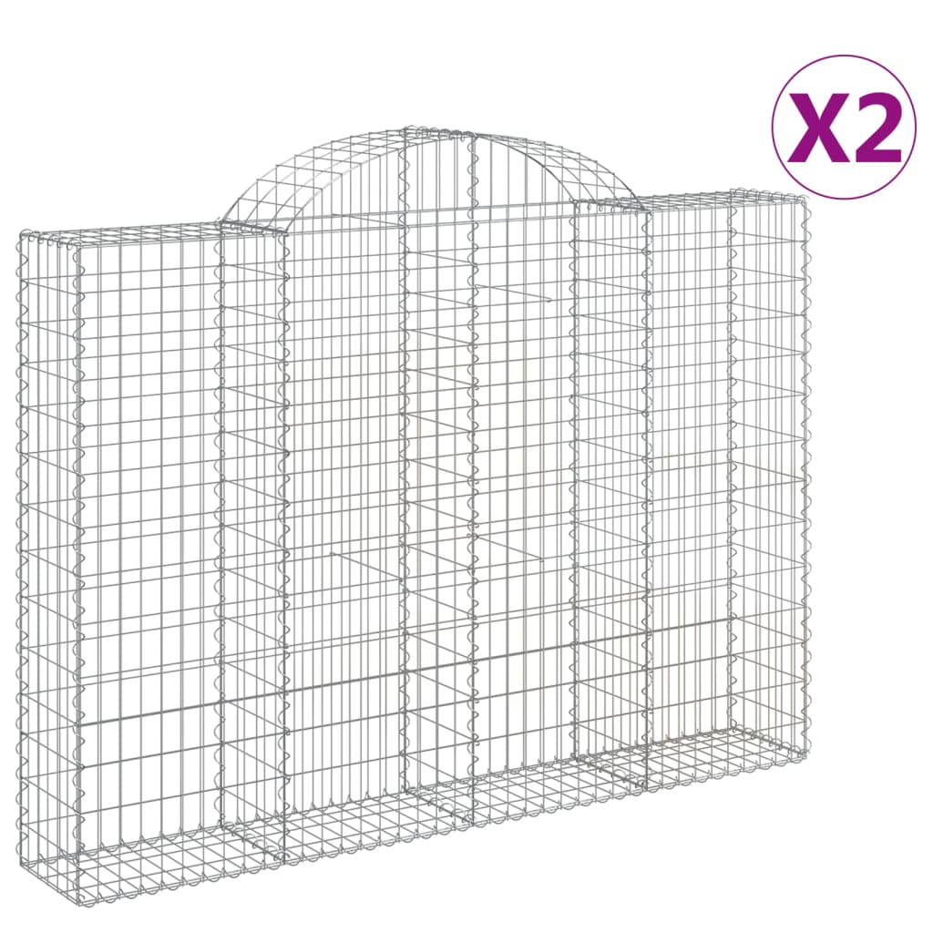 vidaXL Arched Gabion Baskets 2 pcs 200x30x140/160 cm Galvanised Iron