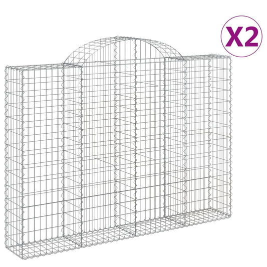 vidaXL Arched Gabion Baskets 2 pcs 200x30x140/160 cm Galvanised Iron