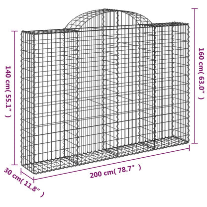 vidaXL Arched Gabion Baskets 2 pcs 200x30x140/160 cm Galvanised Iron