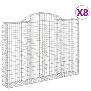 vidaXL Arched Gabion Baskets 8 pcs 200x30x140/160 cm Galvanised Iron
