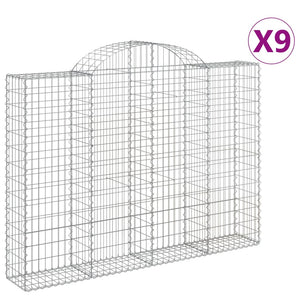 vidaXL Arched Gabion Baskets 9 pcs 200x30x140/160 cm Galvanised Iron