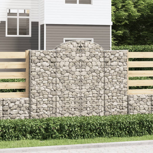vidaXL Arched Gabion Baskets 2 pcs 200x30x160/180 cm Galvanised Iron