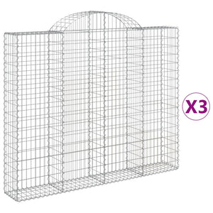 vidaXL Arched Gabion Baskets 3 pcs 200x30x160/180 cm Galvanised Iron