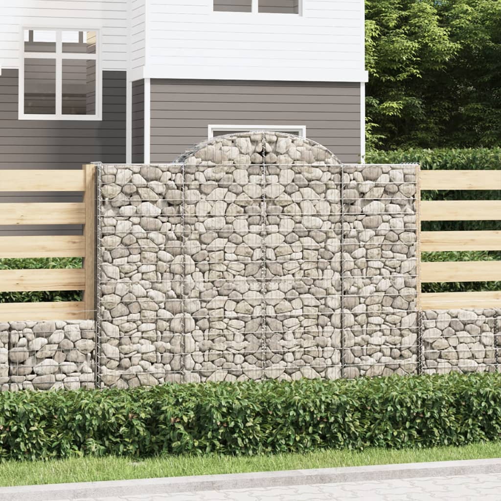 vidaXL Arched Gabion Baskets 4 pcs 200x30x160/180 cm Galvanised Iron